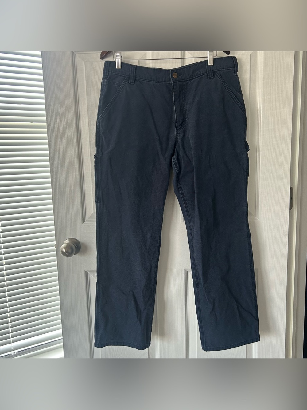 Men's Carhartt 36x30 Rugged Flex Relaxed Fit Duck Utility Work Pant Blue Navy